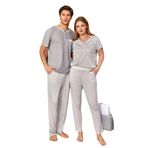 Cossy By Aqua Erkek Kısa Kol Gri Pijama Takım C6T1N9O42 GRİ XL