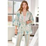 Cossy By Aqua Kadın 3 Lü Desenli Sabahlık & Pijama Takımı 2C3T5N26 - 46 - Bej