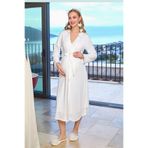 Cossy By Aqua Kadın Krem Sabahlık,%100 Polyester, 1 Beden