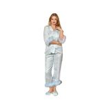 Cossy By Aqua Kadın Uzun Kol Önden Düğmeli Mavi Pijama Takım C8T3N6O42 MAVİ 40