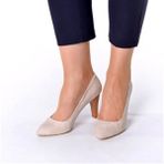 Costo Shoes 1071 Krem Süet Kadın Topuklu Ayakkabı