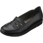 Costo Shoes A8512 Siyah Deri Dişli Kaymaz Taban Rahat Geniş Kalıp Büyük Numara Kadın Ayakkabı