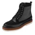 Costo Shoes İriadam ZM402 Siyah Deri Siyah Süet Rahat Geniş Kalıp Hafif Eva Taban Premium Serisi Erkek Bot