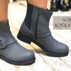 Costo Shoes K313-1 Gri Deri Kadın Bot