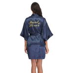 CostumeDeals Kadın dept saten elbise gelin nedime elbiseler ipeksi kısa bornoz pijama düğün için hazır elbise almak, Lacivert, S