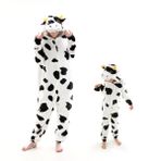 COSUSKET Fit Üniseks Yetişkin İnek Tulum Pijama, Cadılar Bayramı Kadın Cosplay Hayvan Tek Parça Kostüm, Beyaz/Siyah, 12-24 Months