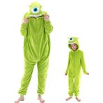 COSUSKET Snug Fit Üniseks Yetişkin Tulum Pijama, Flanel Cosplay Hayvan Tek Parça Cadılar Bayramı Kostümü Pijama Ev Giyimi, Açık Yeşil, 11-12 Years