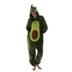 COSUSKET Snug Fit Üniseks Yetişkin Tulum Pijama, Flanel Cosplay Hayvan Tek Parça Cadılar Bayramı Kostümü Pijama Ev Giyimi, Avokado, XL