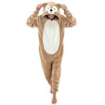COSUSKET Snug Fit Üniseks Yetişkin Tulum Pijama, Flanel Cosplay Hayvan Tek Parça Cadılar Bayramı Kostümü Pijama Ev Giyimi, Duffy Ayı, S
