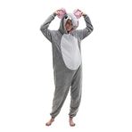 COSUSKET Snug Fit Üniseks Yetişkin Tulum Pijama, Flanel Cosplay Hayvan Tek Parça Cadılar Bayramı Kostümü Pijama Ev Giyimi, Gri Fil, L