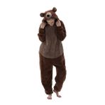 COSUSKET Snug Fit Üniseks Yetişkin Tulum Pijama, Flanel Cosplay Hayvan Tek Parça Cadılar Bayramı Kostümü Pijama Ev Giyimi, Kahverengi, XS