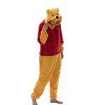 COSUSKET Snug Fit Üniseks Yetişkin Tulum Pijama, Flanel Cosplay Hayvan Tek Parça Cadılar Bayramı Kostümü Pijama Ev Giyimi, Kırmızı/Sarı, M
