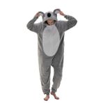 COSUSKET Snug Fit Üniseks Yetişkin Tulum Pijama, Flanel Cosplay Hayvan Tek Parça Cadılar Bayramı Kostümü Pijama Ev Giyimi, Koala, M