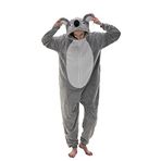 COSUSKET Snug Fit Üniseks Yetişkin Tulum Pijama, Flanel Cosplay Hayvan Tek Parça Cadılar Bayramı Kostümü Pijama Ev Giyimi, Koala, S
