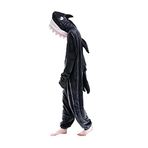 COSUSKET Snug Fit Üniseks Yetişkin Tulum Pijama, Flanel Cosplay Hayvan Tek Parça Cadılar Bayramı Kostümü Pijama Ev Giyimi, Köpekbalığı, M