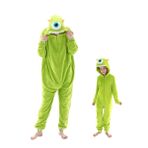 COSUSKET Snug Fit Üniseks Yetişkin Tulum Pijama, Flanel Cosplay Hayvan Tek Parça Cadılar Bayramı Kostümü Pijama Ev Giyimi, Mike Wazowski, XXL