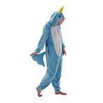 COSUSKET Snug Fit Üniseks Yetişkin Tulum Pijama, Flanel Cosplay Hayvan Tek Parça Cadılar Bayramı Kostümü Pijama Ev Giyimi, Narwhal, M