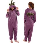 COSUSKET Snug Fit Üniseks Yetişkin Tulum Pijama, Flanel Cosplay Hayvan Tek Parça Cadılar Bayramı Kostümü Pijama Ev Giyimi, Patlıcan, XS