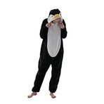 COSUSKET Snug Fit Üniseks Yetişkin Tulum Pijama, Flanel Cosplay Hayvan Tek Parça Cadılar Bayramı Kostümü Pijama Ev Giyimi, Penguen, L