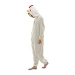 COSUSKET Snug Fit Üniseks Yetişkin Tulum Pijama, Flanel Cosplay Hayvan Tek Parça Cadılar Bayramı Kostümü Pijama Ev Giyimi, Tavuk, M