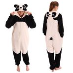 COSUSKET Snug Fit Üniseks Yetişkin Tulum Pijama, Flanel Cosplay Patlıcan Tek Parça Cadılar Bayramı Kostümü Pijama Ev Giyimi (ABD, Alfa, Küçük, Normal, Panda), Panda, S