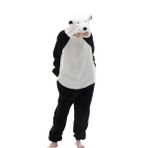 COSUSKET Snug Fit Unisex Yetişkin Onesie Pajamas, Flanel Cosplay Hayvan Tek Parça Cadılar Bayramı Kostümü Uyku Kıyafeti Ev Giyimi, Beyaz/Siyah, M