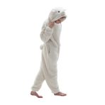 COSUSKET Snug Fit yetişkin alpaka oneise pijama cadılar bayramı Sherpa kadın kostümlü oyun, tek parça, hayvan kostümü, Bej, XL