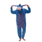 COSUSKET Uygun Unisex Yetişkin Ayı Tulum Pijama, Cadılar Bayramı Flanel Kadın Cosplay Hayvan Tek Parça Kostüm, Mavi, L