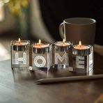 Cosy-YcY 3D Kristal Tealight Mumluklar, Lazer Oymalı Mumluklar, Masa için K9 Şeffaf Kare Tealight Tutucular, Şamdan Orta Parça, Ev İçin Mumluk (EV)