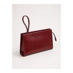 cosybag. Rugan Dokulu Monogram Desenli El Çantası – Şık & Gece Kombin Uyumlu Clutch Çanta Bordo