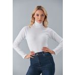 Cosy&Chic Beyaz Pamuklu Balıkçı Yaka Kaşkorse Şardonlu Slimfit Boğazlı Kazak