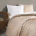 Coté Blanc Dots Capuccino Ranforce Tek Kişilik Çift Taraflı Nevresim Takımı - 160 x 220 cm - Beyaz - Kahverengi