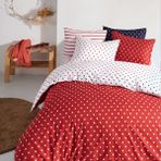 Coté Blanc Dots Kırmızı Ranforce Battal Boy Çift Taraflı Nevresim Takımı - 240 x 220 cm - Kırmızı - Beyaz