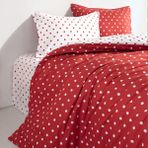 Coté Blanc Dots Kırmızı Ranforce Tek Kişilik Çift Taraflı Nevresim Takımı - 160 x 220 cm - Kırmızı - Beyaz