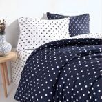 Coté Blanc Dots Mavi Pamuk Ranforce Çift Kişilik Çift Taraflı Nevresim Takımı - 200 x 220 cm - Mavi - Beyaz