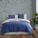 Coté Blanc Plain Lacivert Gri Pamuk Ranforce Çift Kişilik Çift Taraflı Nevresim Takımı - 200 x 220 cm - Gri - Mavi
