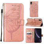 COTDINFOR iPhone XR ile Uyumlu Deri Kılıf Kitap Kapaklı Cüzdan Kart Tutuculu Kılıf, Manyetik Kapatma Standı iPhone XR için Darbeye Dayanıklı Kılıf Kelebek Kanat Pembe Altın YBW