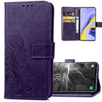 COTDINFOR Samsung Galaxy A05 için Cep Telefonu Kılıfı Kılıf Flip Katlanabilir Darbeye Dayanıklı Cüzdan Cep Telefonu Kılıfı Stant Fonksiyonu Kart Yuvaları Koruyucu Kılıf Galaxy A05 Şans Yoncası Lila SD