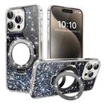 COTDINFOR Samsung Galaxy S21 Plus için Payetli Kılıf Görünmez Ayaklı Ayna Telefon Kılıfı TPU Darbeye Dayanıklı Parlak Bling Kılıf Samsung Galaxy S21 Plus Siyah DJ için