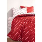 Cote Blanc Dots Kırmızı %100 Pamuk Tek Kişilik Çift Taraflı Nevresim Takımı