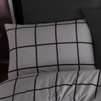 Cote Blanc Karo Gri %100 Pamuk Ranforce 2'li Yastık Kılıfı 50X70 - 50 x 70 cm - Gri - Siyah