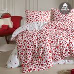 Cote Blanc Love %100 Pamuk Çift Kişilik Biyeli Çift Taraflı Nevresim Takımı - 200 x 220 cm - Kırmızı - Beyaz
