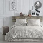 Cote Blanc Mini Kare %100 Pamuk Battal Boy Nevresim Takımı - Bej - 240 x 220 cm