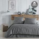 Cote Blanc Mini Kare %100 Pamuk Battal Boy Nevresim Takımı - Siyah - 240 x 220 cm