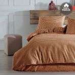 Cote Blanc Mini Kare %100 Pamuk Çift Kişilik Nevresim Takımı - Kahverengi - 200 x 220 cm