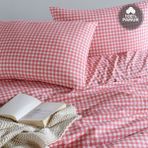 Cote Blanc Mini Kare %100 Pamuk Çift Kişilik Nevresim Takımı - Pembe - 200 x 220 cm