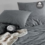 Cote Blanc Mini Kare %100 Pamuk Çift Kişilik Nevresim Takımı - Siyah - 200 x 220 cm