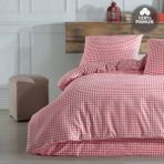 Cote Blanc Mini Kare %100 Pamuk Tek Kişilik Nevresim Takımı - Pembe - 160 x 220 cm