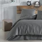 Cote Blanc Mini Kare %100 Pamuk Tek Kişilik Nevresim Takımı - Siyah - 160 x 220 cm