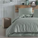 Cote Blanc Mini Kare %100 Pamuk Tek Kişilik Nevresim Takımı - Yeşil - 160 x 220 cm